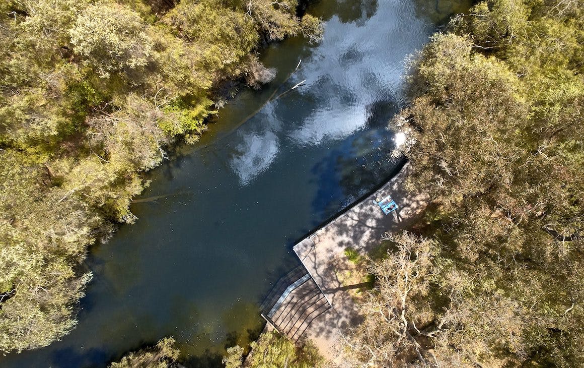 Drone shot of Black Diamond Lake