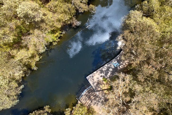 Drone shot of Black Diamond Lake