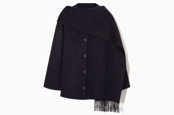 One of the best winter coats to shop in 2024, the COS Oversized Wool-Blend Scarf Jacket