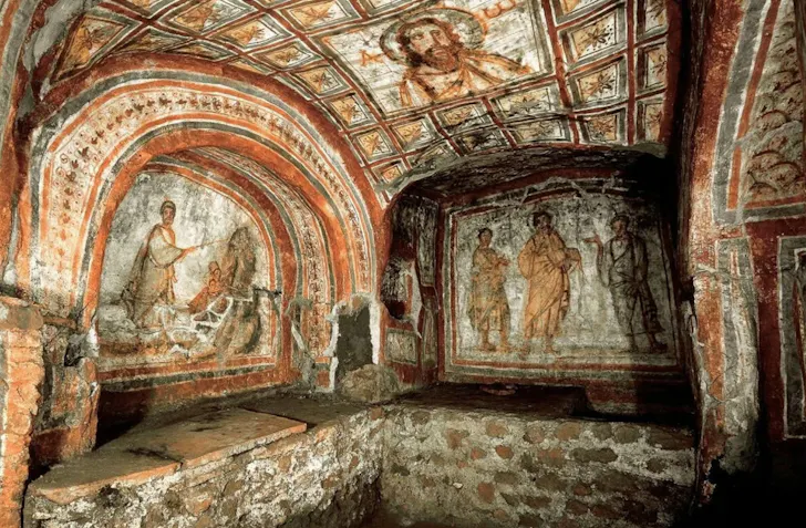 A room at the Capuchin Crypt, an ancient burial site in Rome