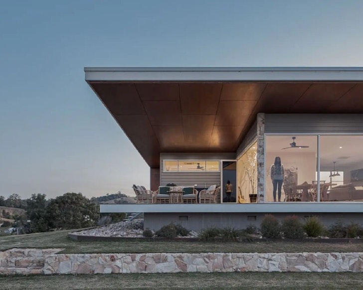 Large house with large glass windows