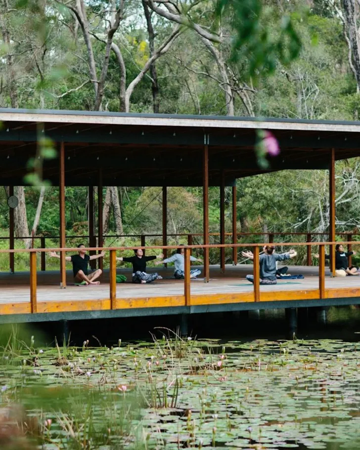 Guests do a class at Billabong Retreat one of the best health and wellness retreats Australia