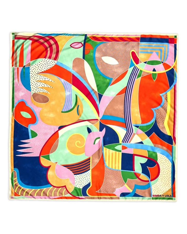Bimba y Lola Geometric-Print Silk Scarf