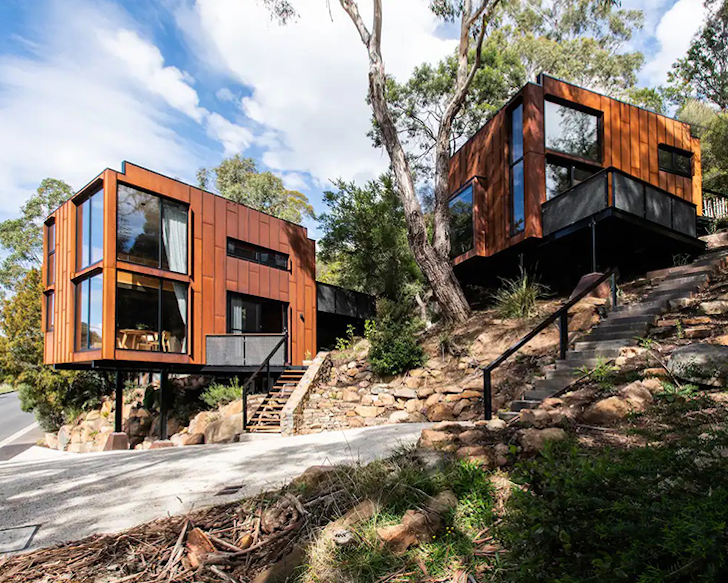 An exterior view of Birdhouse Studios one of the best Airbnbs in Tasmania