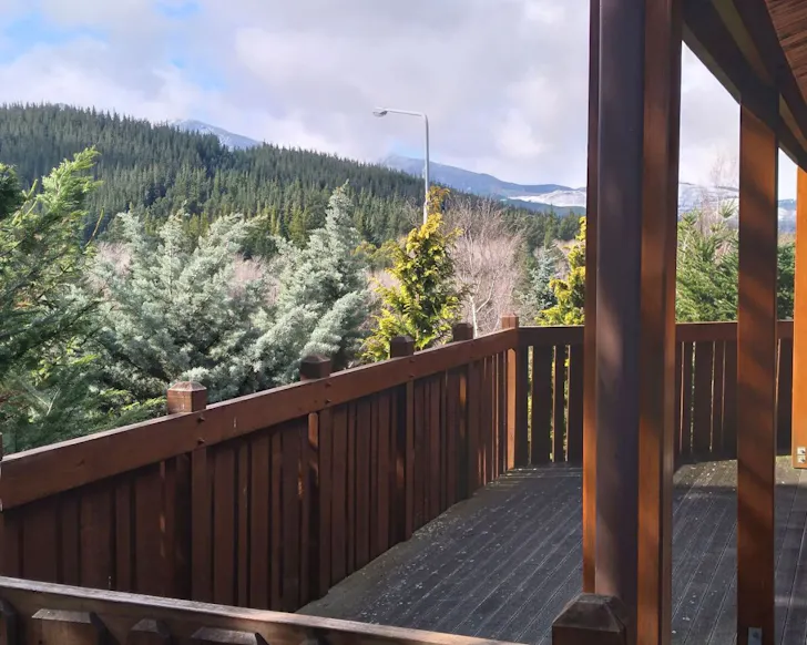 The deck at Black Bear Lodge best Hanmer Springs accommodation
