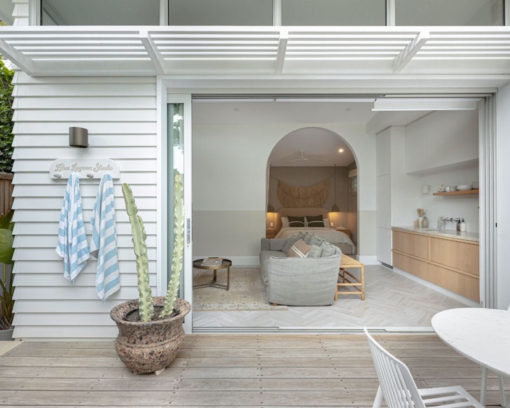Blue Lagoon Studio outdoor deck best Central Coast stays