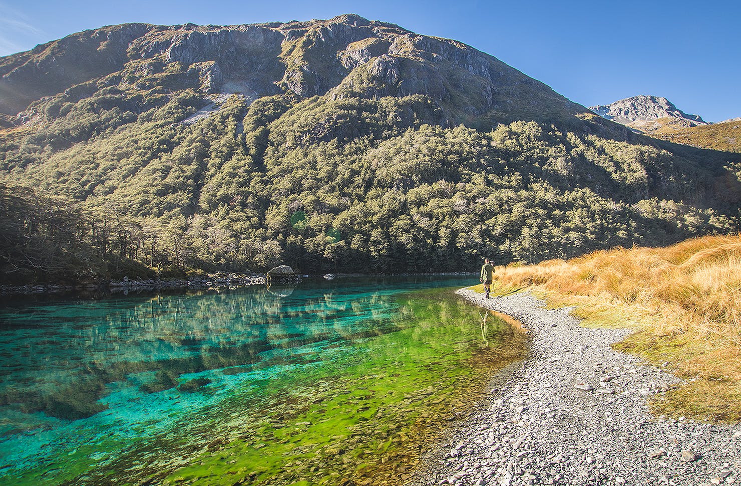 The enticing Blue Lake in Nelson looks absolutely pristine.