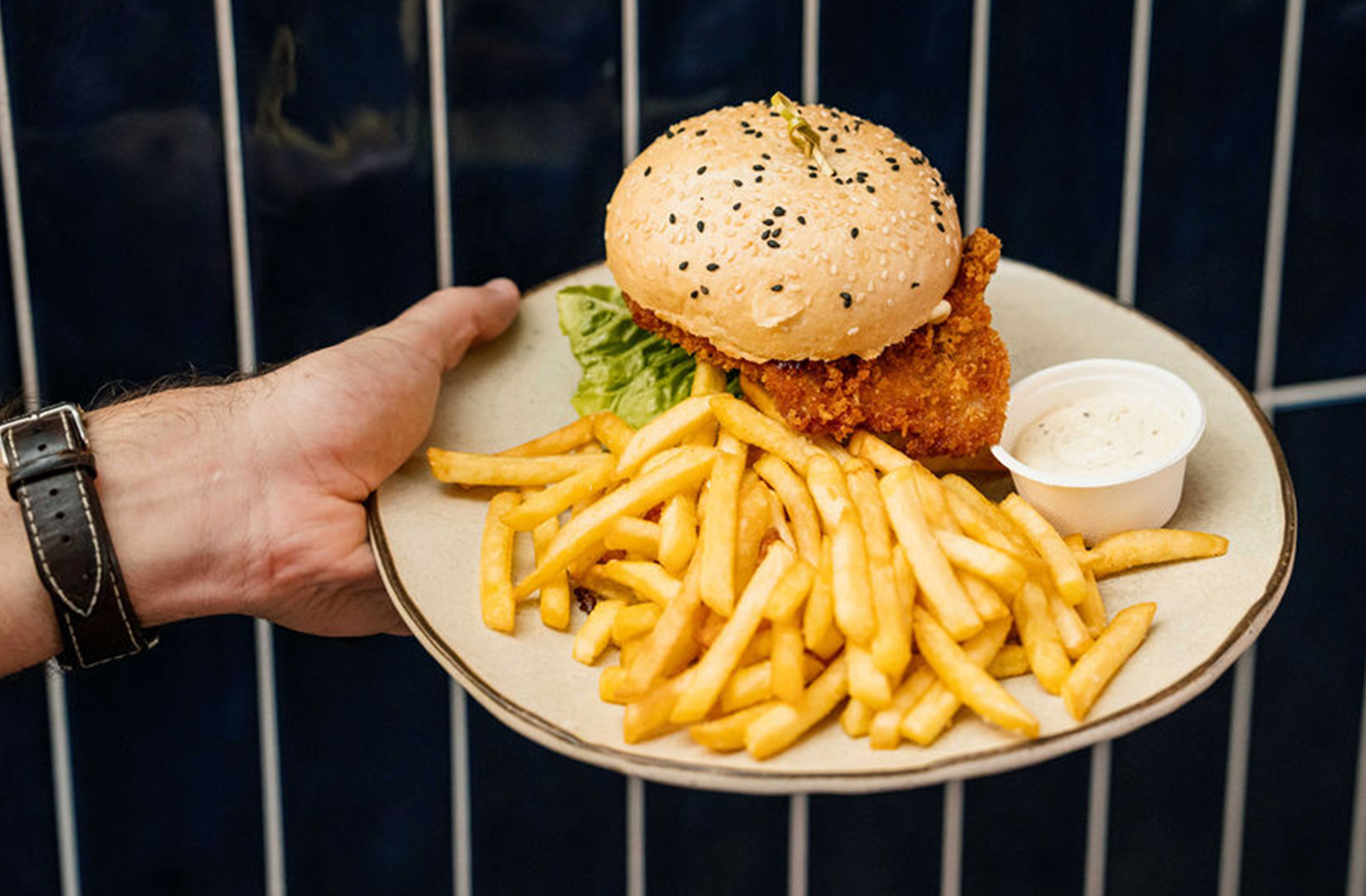 large chicken burger