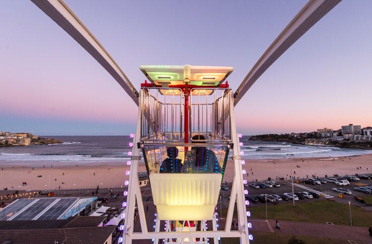The view from the top of the iconic Bondi Vista Ferris Wheel at the Bondi Festival. 