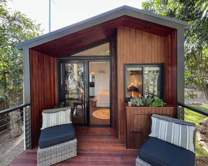 The wooden cabin at Wootha one of the best Airbnbs on the Sunshine Coast