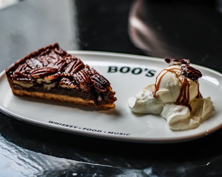 Pecan pie and ice cream at Boo's. 