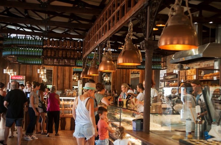 The warm and cosy interior of Bruns Bakery, NSW.
