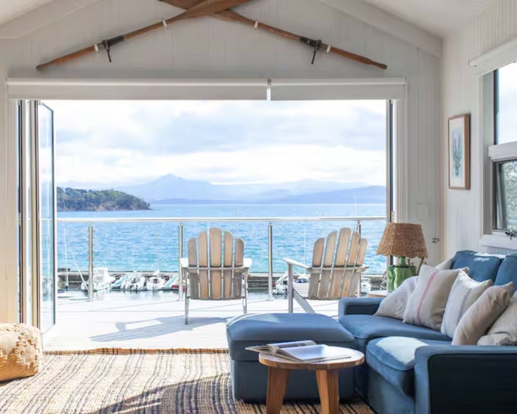 A water view from Bruny Boathouse Airbnb one of the best stays in Tasmania