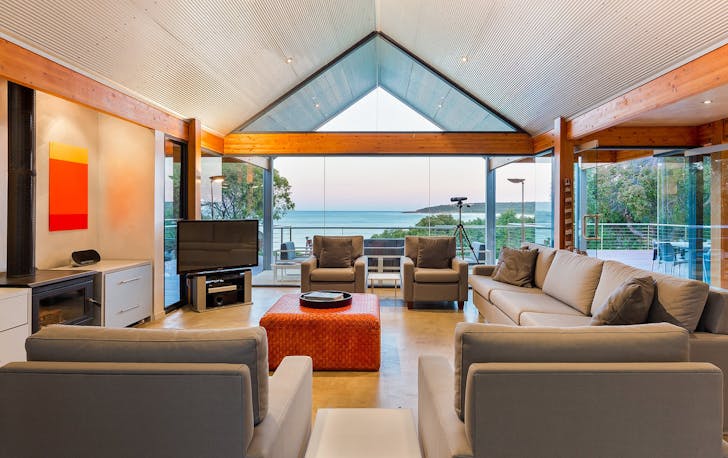 The living area at Bunkers Beach House