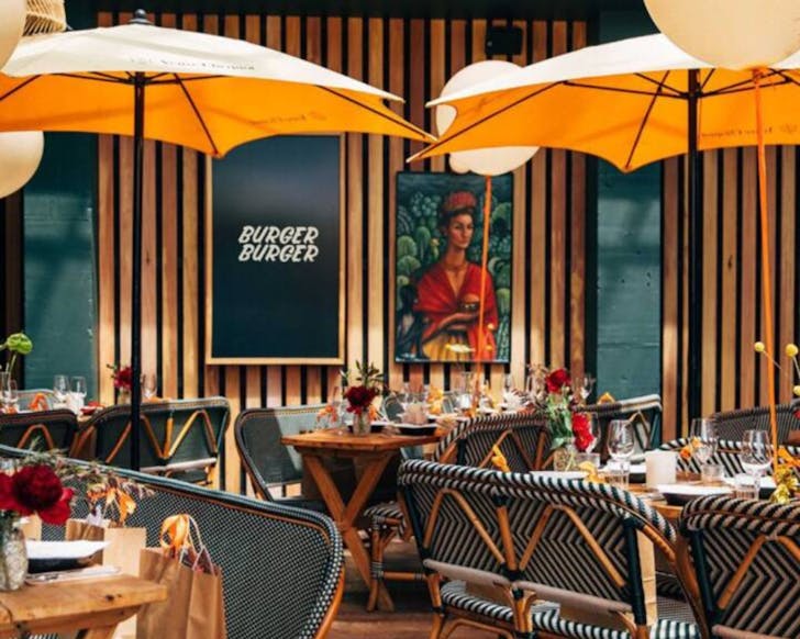 The cool, family-friendly fit-out at Burger Burger. 