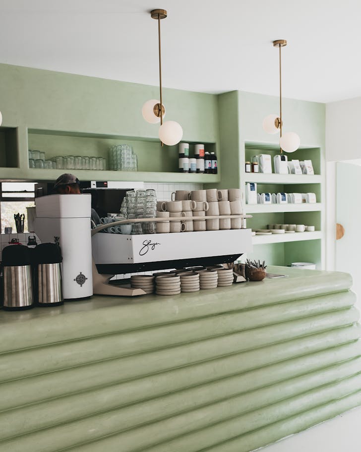 green cafe interior