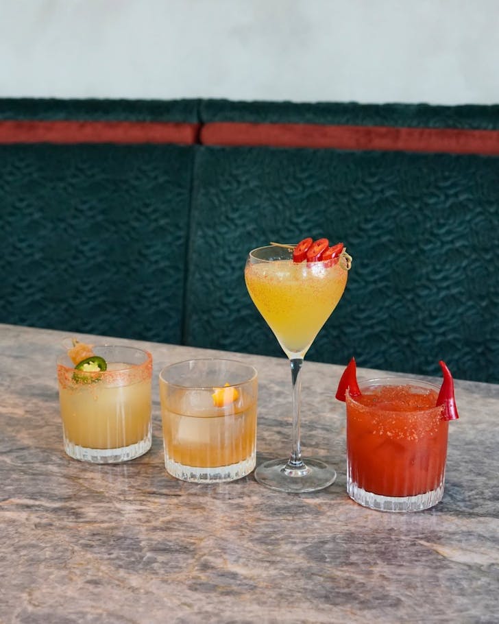 Fiery cocktails at Grape & Olive. 