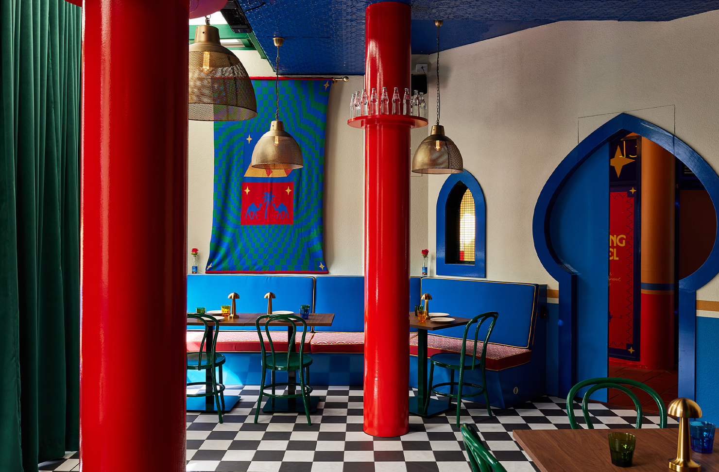 the vibrant interior of a Middle Eastern restaurant