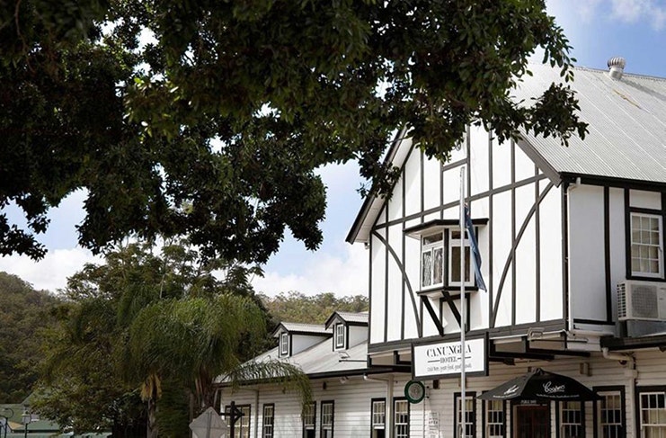 A shot of the Canungra Hotel facade.