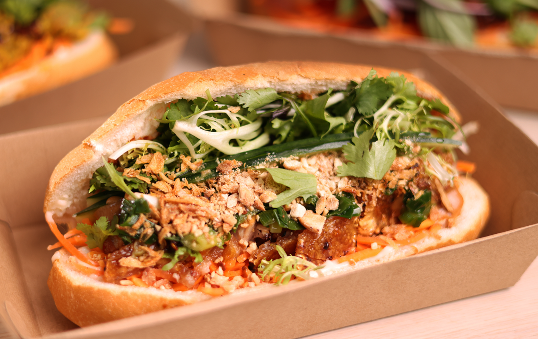 A thick banh mi with fillings, a best cheap eats Melbourne option