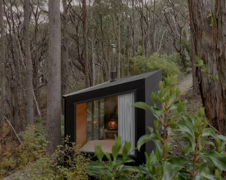 A view of Caladenia tiny home surrounded by gum trees, one of the best tiny homes in Adelaide and South Australia