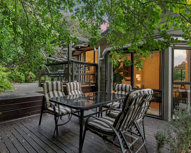 The outdoor space at Canopy Treetop best family friendly accommodation New Zealand
