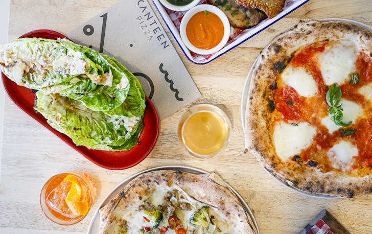 birds eye view of pizza