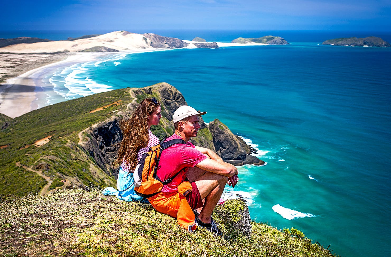 People enjoy the views in Cape Reinga.