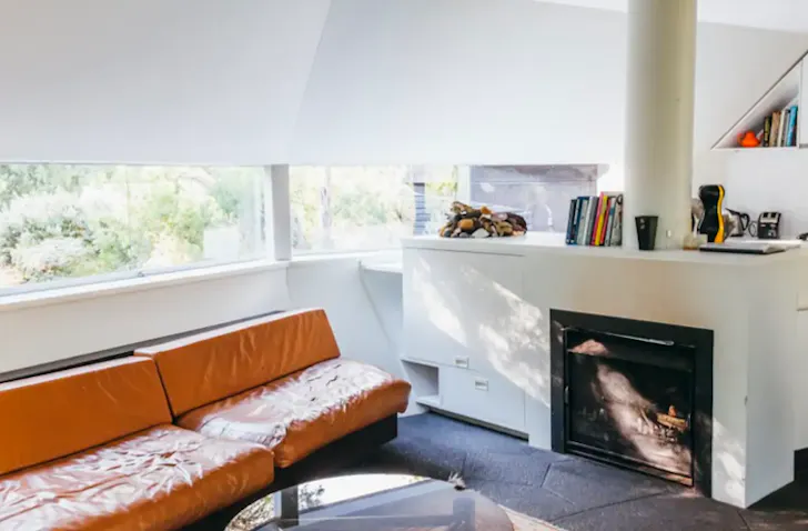 The infoor fireplace at Cape Schanck House Airbnb Victoria