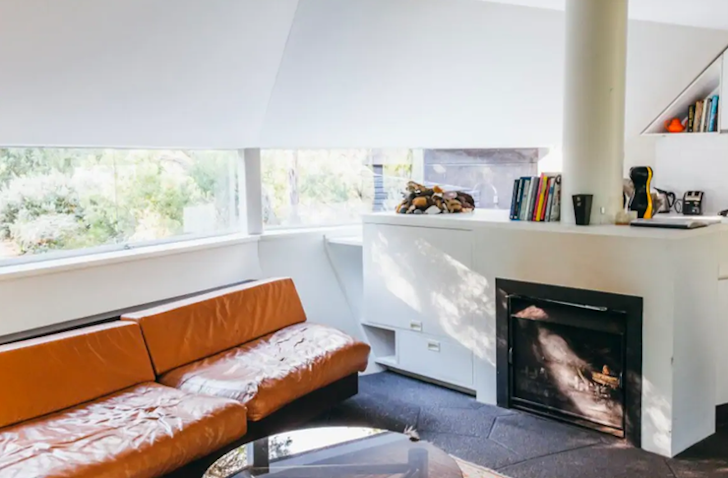 The infoor fireplace at Cape Schanck House Airbnb Victoria