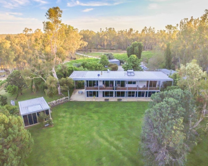 An aerial view of the villa at Cape Horn Vineyard one of the best winery stays Victoria