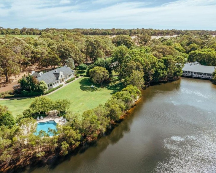 An aerial view of Cape Lodge one of the best Margaret River accommodation options
