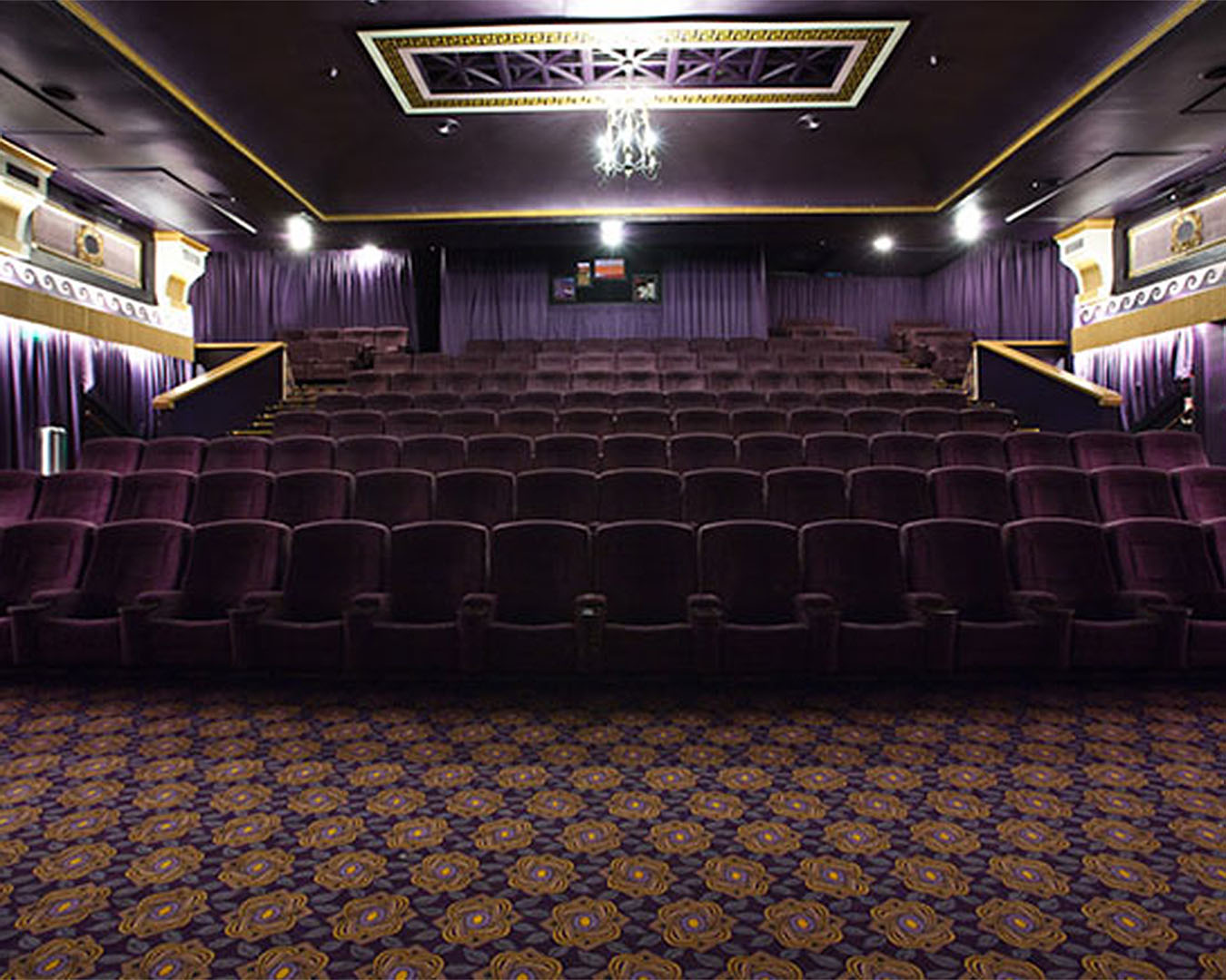 The plush purple interior of The Capitol Cinema, one of the best cinemas in Auckland.