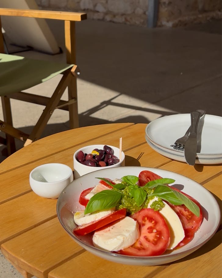 Salad on table.