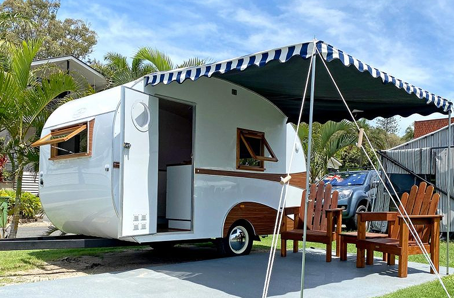a retro caravan at one of the Gold Coast's best caravan parks