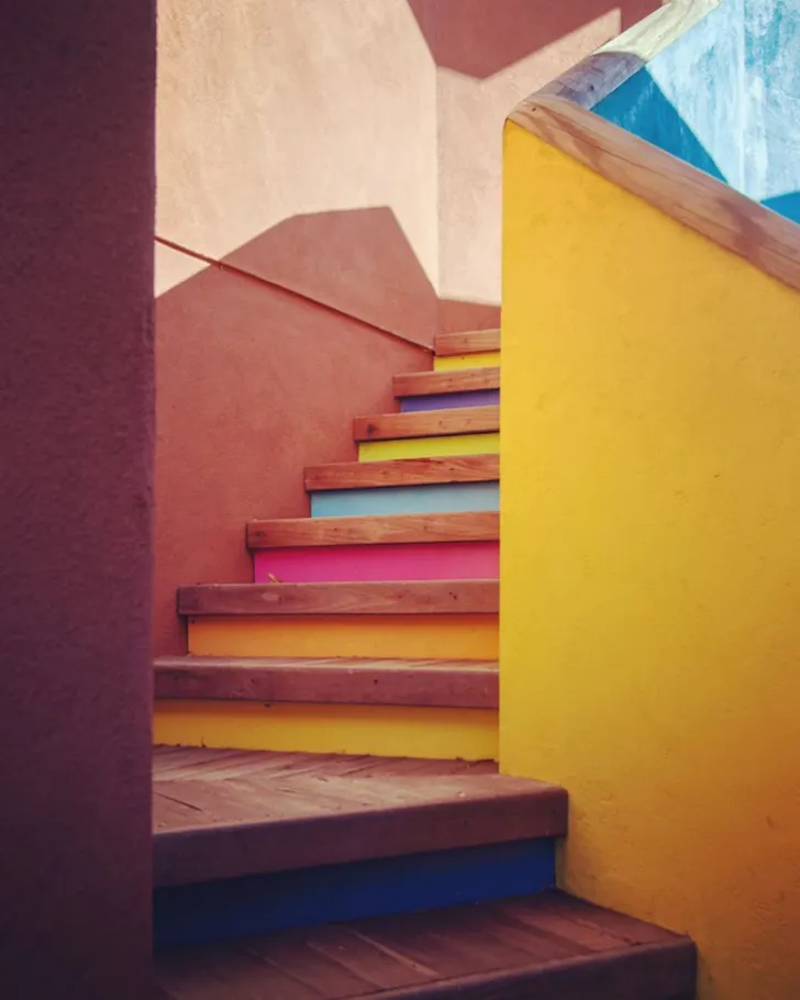 The colourful staircase outside Casa Arriba best Busselton Airbnbs