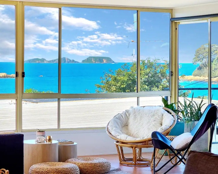 The ocean view from the living space at Caseys Beach House Airbnb one of the best accommodation options in Batemans Bay