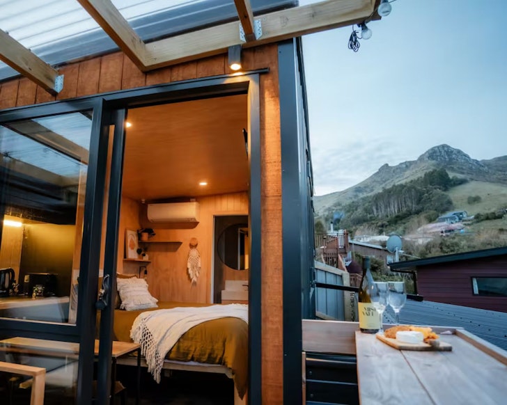 The mountain view behind Relax & Escape one of the best accommodation options Christchurch