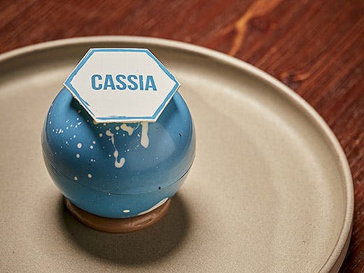 The chocolate, coffee, miso, almond dessert at Cassia.