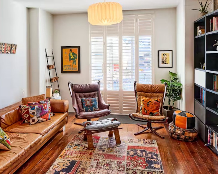 The cosy living space at the central city centre loft one of the most romantic stays in Wellington