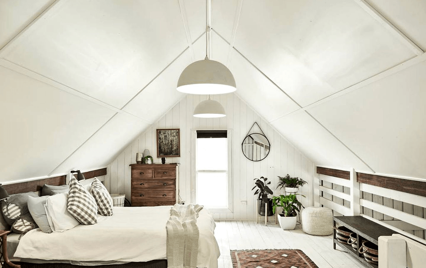 A light-filled mezzanine bedroom at the best pet friendly airbnbs in Victoria. 