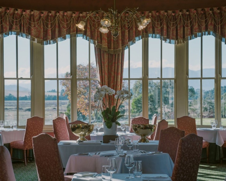 The restaurant at Chateau Yering Hotel one of the best winery stays Victoria