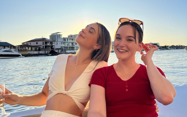 Two people smiling