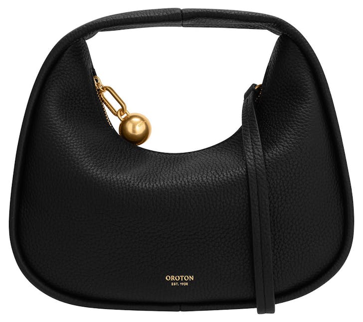 Small black leather handbag