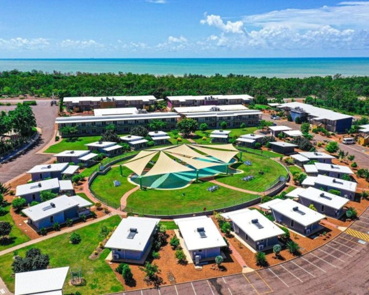 A view of the villas and pool from above at Club Tropical Resort Darwin one of the best Darwin hotels