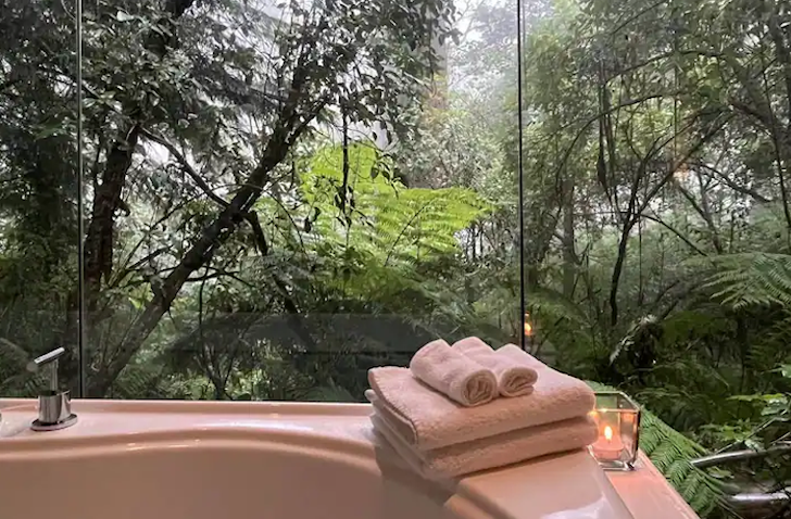 The spa with forest views at Coorabell Retreat Airbnb Victoria