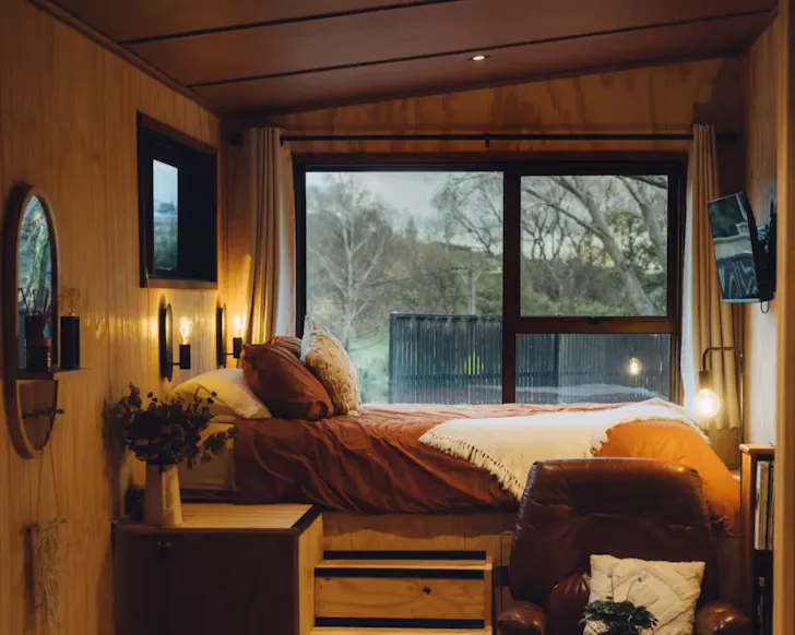 The bed space at Copper Beech Cottage one of the best accommodation options Christchurch