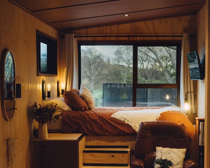 The bed space at Copper Beech Cottage one of the best accommodation options Christchurch