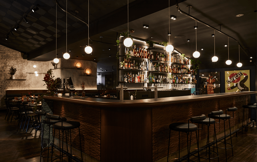 A dimly lit restaurant bar at Copy Cat, which has made the list of best restaurants Melbourne.