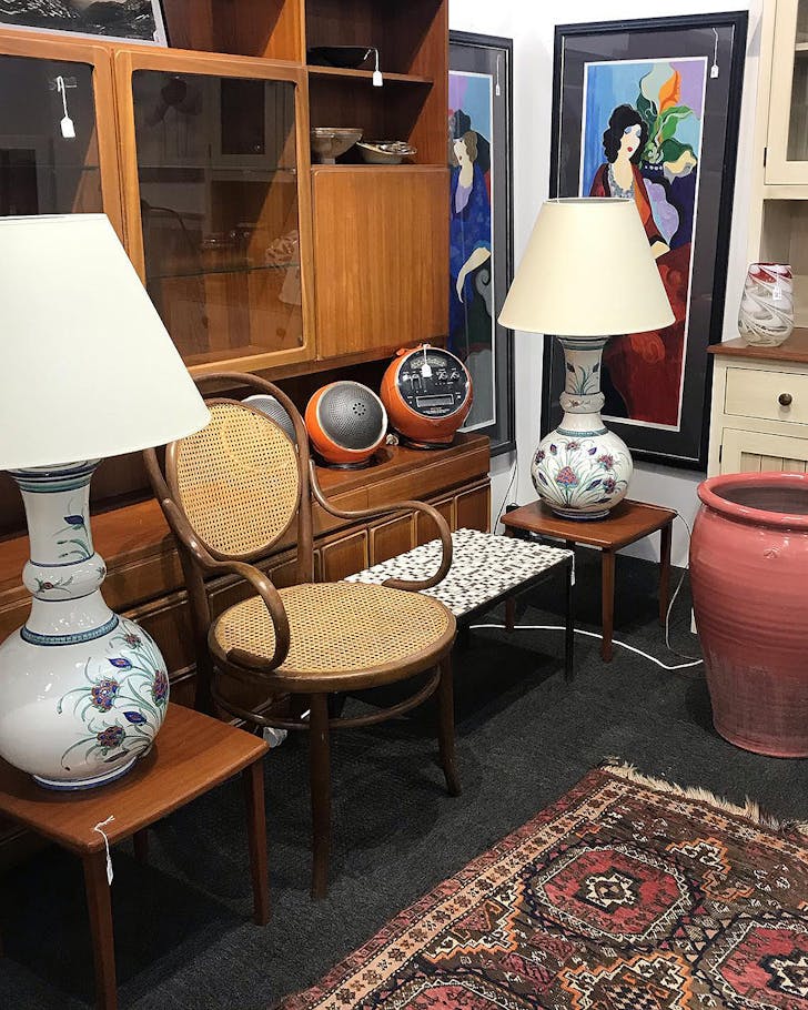 Tables, chairs, radios, paintings at Cordy's Auction House in Mount Eden.